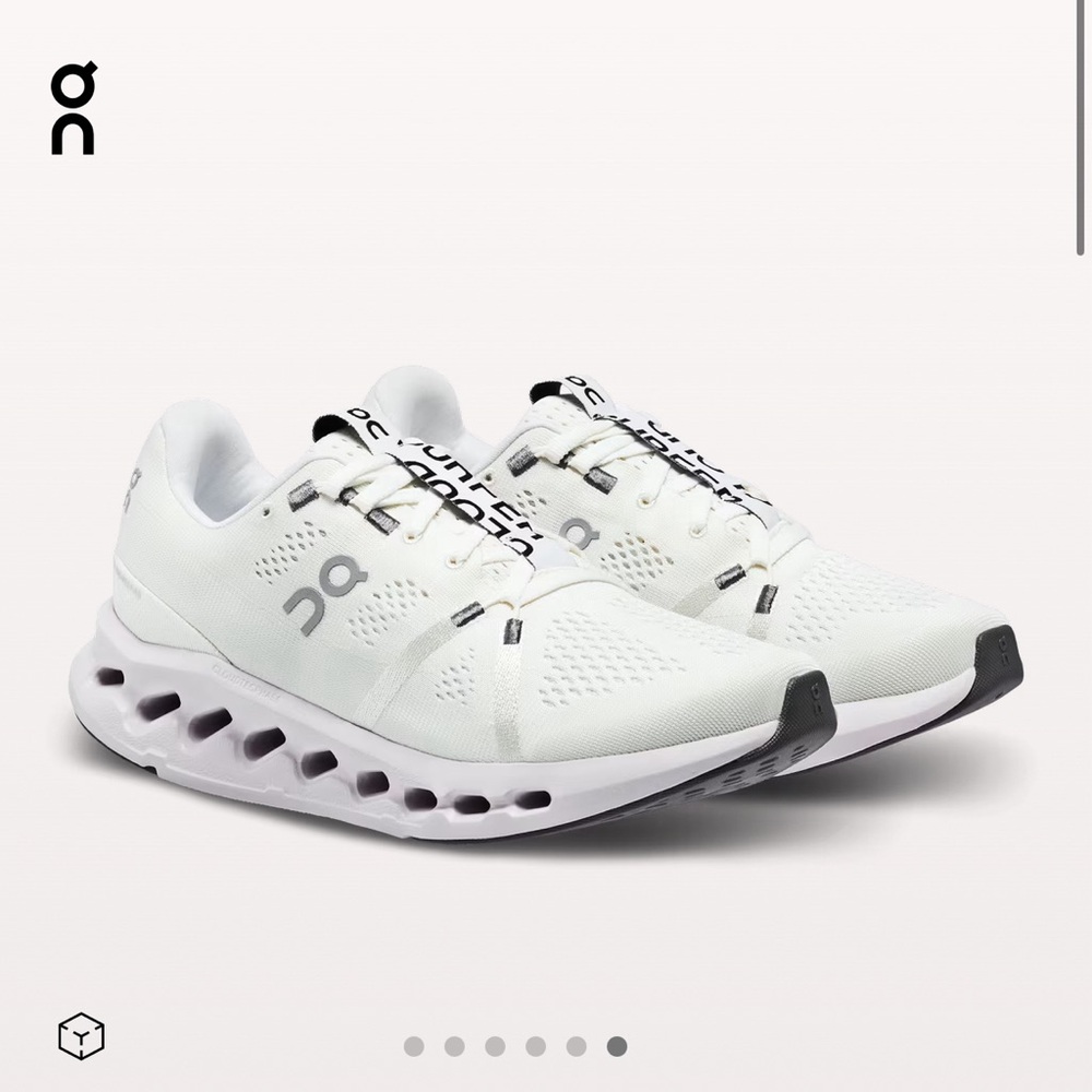 On Running OnCloud Cloudsurfer Sneaker in White. Women’s size 9.